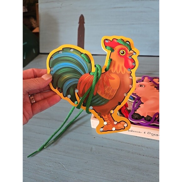 Melissa & Doug Lace and Trace Farm Animals Educational Toy Wooden Toddler - Picture 13 of 13